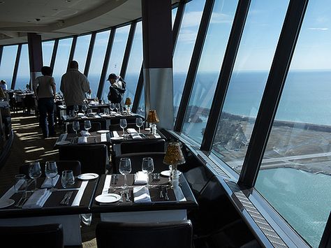 360 Restaurant in the CN Tower in Toronoto Canada Chinatown Toronto, Canoe Restaurant Toronto, Cn Tower Restaurant, Cn Tower At Night, Toronto Canada Cn Tower, Toronto Restaurants, Food Places, Athleisure Outfits, Cn Tower