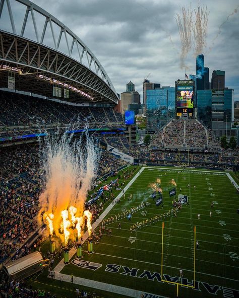 Lumen Field Seattle, Nfl Games Aesthetic, Nfl Game Aesthetic, Seattle Seahawks Stadium, Nfl Aesthetic, Nfl Football Field, Nfl Wife, Sports Announcer, Lumen Field