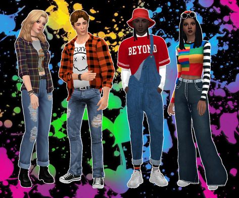 mmcc and lookbooks Sims 4 Cc 90s Clothes, Sims 4 90s Cc, Sims 4 90s, Sims4 Lookbook, Sims 4 Decades Challenge, 17 Birthday, Birthday Clothes, 90s Clothes, Fall Fashion Skirts