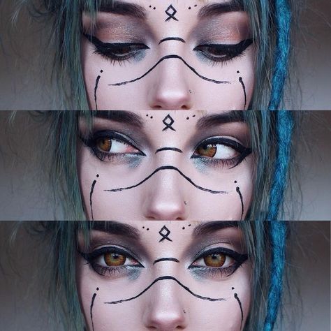 Witch Make Up Halloween, Shaman Makeup, Viking Makeup, Witchy Makeup, Make Up Diy, Fantasy Make-up, Halloweenský Makeup, Contacts Lenses, Drag Make-up