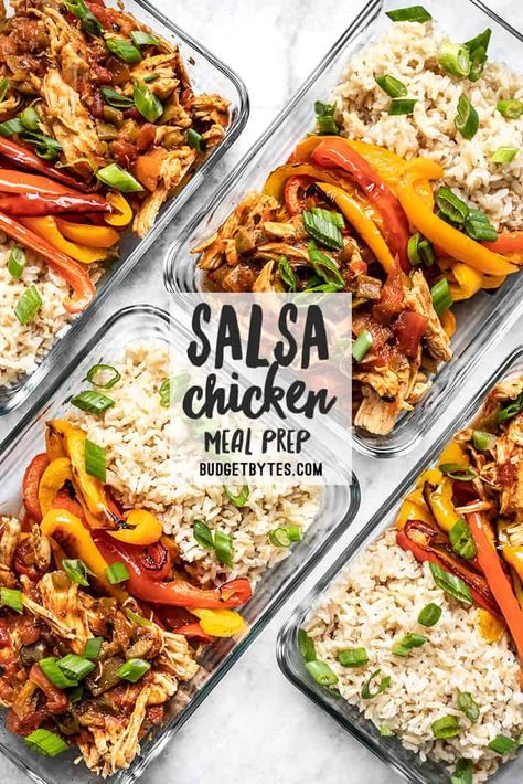 Salsa Chicken Meal Prep, Shredded Chicken Meal Prep, Easy Salsa Chicken, Chicken Meal Prep Bowls, Macro Diet, Easy Salsa, Work Lunches, Prep Bowls, Salsa Chicken