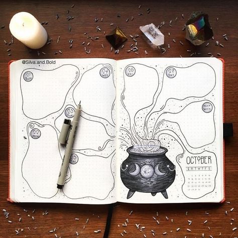 Bullet Journal Halloween, Bullet Journal Work, Organisation Ideas, Drawing Manga, Creating A Bullet Journal, Bullet Journal Paper, Bullet Journal Weekly Spread, Bullet Journal Aesthetic, Bullet Journal Diy