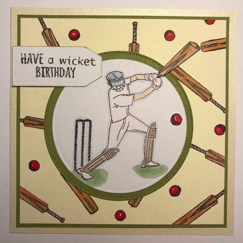 Cricket Cards Handmade, Cricket Themed Birthday Cards, Cricket Birthday Cards, Happy Birthday Wishes Boy, Birthday Wishes Boy, Happy Birthday Tag, Creative Birthday Cards, Mens Cards, Men's Cards