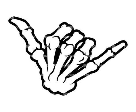 Shaka Skeleton Hand, Shaka Sign Tattoo, Shaka Tattoo Simple, Skeleton Shaka, Shaka Tattoo, Skeleton Hands Drawing, Shaka Hand, Simple Tats, Cricut Stickers