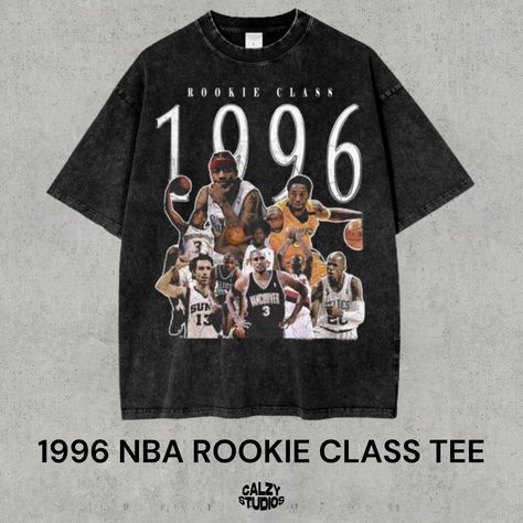 Throw it back to '96 with style! 🏀✨ Rock the legends of the court with our Vintage 1996 NBA Rookie Class T-shirt. Only at Calzy Studios. 🌟 #ThrowbackStyle #NBARookies #CalzyStudios Throw It Back, Style Rock, The Court, Nba, T Shirt, Quick Saves