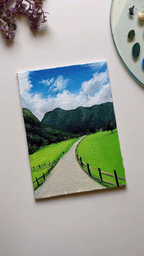 Canvas Art Painting Abstract, Mini Toile, Road Painting, Arte Doodle, 동화 삽화, Sky Art Painting, Small Canvas Paintings, Simple Canvas Paintings, Canvas Painting Tutorials