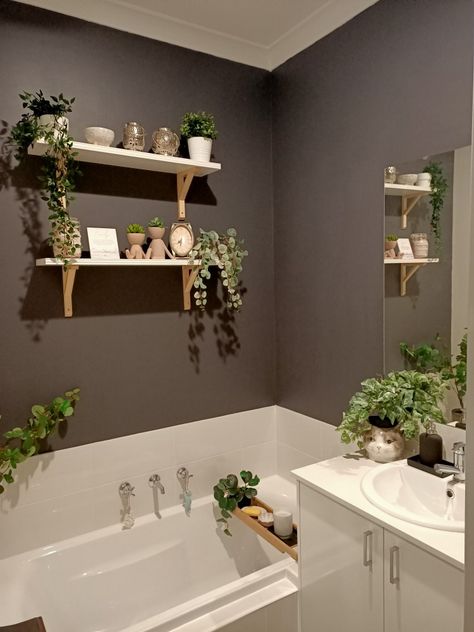 Some ornaments from The Home Room, Whitford City. Plants/shelving from IKEA. Shelves Plants, Bathroom Vibes, Bathroom Shelving Unit, Ikea Plants, Bathroom Plants, My Bathroom, Master Bed, Main Bathroom, Master Bedding