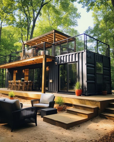 Shipping Container World Container Lake House, Container House Design Interior, Container Villa, Dark Cottagecore House, Home Container, Container Homes For Sale, Storage Container Homes, Shipping Container Home Designs, Container Cabin