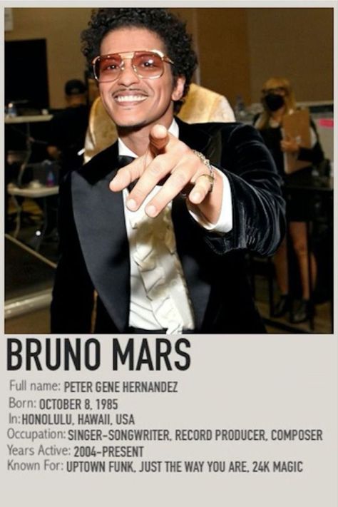 Bruno Mars Album, Bruno Mars Music, Mars Wallpaper, Mars Poster, Uptown Funk, Music Poster Ideas, Music Collage, Music Poster Design, Polaroid Poster