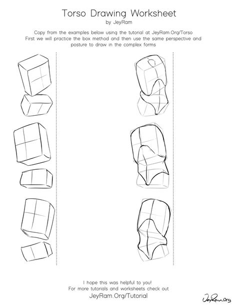 Drawing The Torso, Box Method Drawing, Basic Anatomy Drawing, Draw Torso, Anatomy Drawing Practice, Torso Reference, Torso Drawing, Drawing Body Proportions, Human Body Drawing