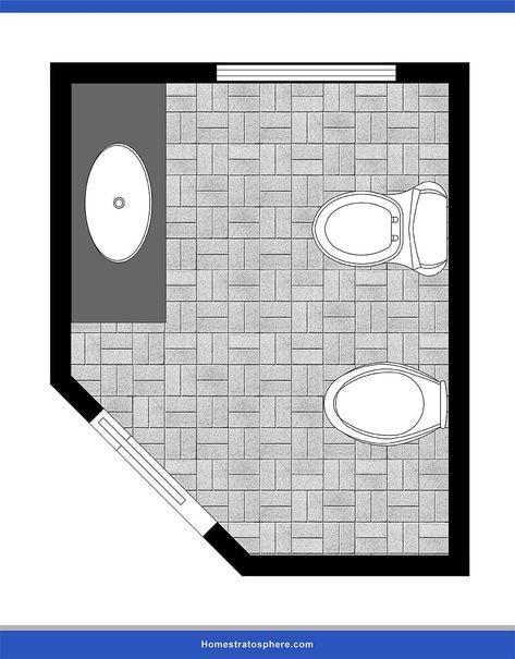 This is a powder room lay-out designed with a diagonal door. Average Bathroom, Tiny Powder Room, Lay Out, Room Layouts, Powder Room Design, Door Bathroom, Bathroom Size, Architecture Building Design, Optimize Space