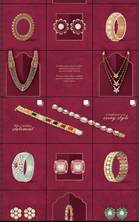 Jewellers Instagram Grid, Instagram Grid Jewelry, Jewellery Grid Design, Jewelry Grid Instagram, Jewellery Posts Instagram, Jewellery Instagram Layout, Jewelry Feed Instagram, Perfume Instagram Posts, Jewellery Instagram Grid