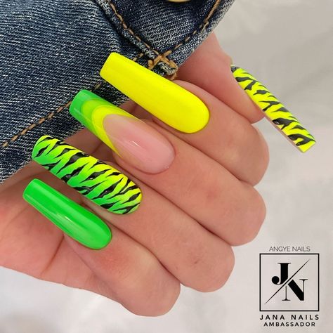 Best Summer Nails Inspo 2023 | Summer Nails Neon And Pink Nails, Rasta Nails Design, Summer Nails Inspo 2023, Nails Inspo 2023, Rasta Nails, Best Summer Nails, Fluorescent Nails, Summer Nails Art, Acrylic Nail Designs Coffin