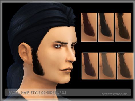 http://www.thesimsresource.com/artists/Serpentrogue/downloads/details/category/sims4-hair-facial/title/facial-hair-style-02-sideburns/id/1267689/ Sideburns Sims 4 Cc, Sims 4 Cc Sideburns, Sims 4 Sideburns, Russian Hairstyles, Fem Clothes, Side Braid Ponytail, Eva Hair, Cc Packs, Floating Hair