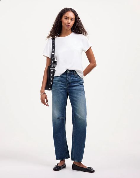 The 28 Best Fall Items From H&M, Abercrombie, and Madewell | Who What Wear Madewell Outfits, Barrel Jeans, Pre Fall Fashion, Twill Jacket, Curvy Jeans, Madewell Jeans, Fall Trends, Cropped Jeans, Wide Leg Jeans