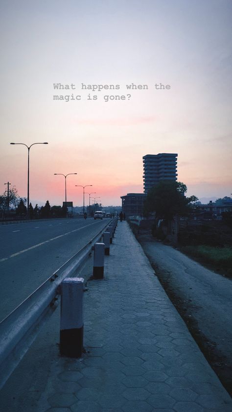 What happens when the magic is gone? #dusk #evening #nepal #bhaktapur #sunset #sky #streets #city #quotes #photography #tumblr #instagram #stories #vision Tumblr Instagram Stories, City Quotes Instagram, Instagram Captions For Pictures, Life Quotes Wallpaper, City Quotes, Evening Quotes, Sky Quotes, Instagram Captions Clever, Aesthetic Captions