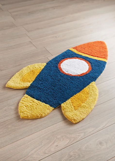 Kids Rocket Rug (100cm x 61cm) – Multi – Matalan Tafting Rugs, Cushion Design Ideas, Bedding Cushions, Bedding For Boys, Kids Beds For Boys, Tufting Diy, Diy Moss, Rockets For Kids, Crochet Cushion