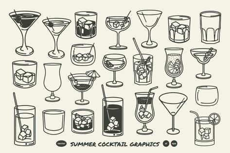 Rocks Glass Illustration, Rocks Glass Drawing, Alcohol Glass Tattoo, Cocktail Graphic Illustration, Cocktail Glasses Drawing, Rocks Glass Tattoo, Cocktail Glasses Illustration, Cocktail Glass Drawing, Cocktail Glass Illustration