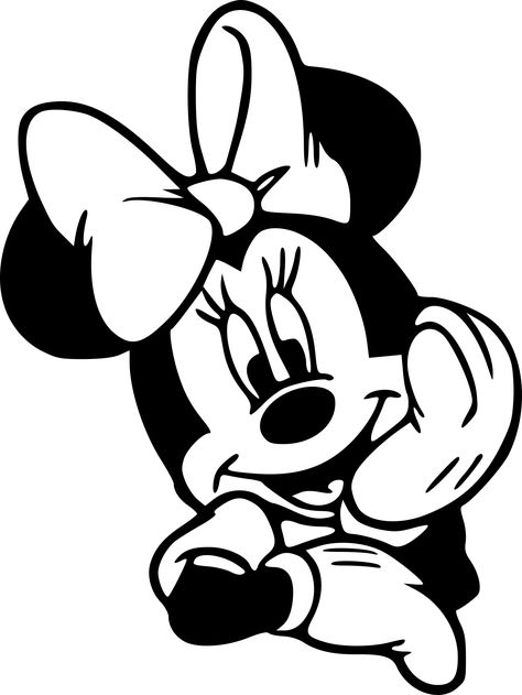 Minnie Mouse Svg Free, Minnie Mouse Black And White, Disney Characters Silhouettes, Cricket Joy Projects Craft Ideas, Easy Cartoon Characters, Mickey Mouse Outline, Disney Silhouette Art, Fall Coloring Sheets, Minnie Mouse Drawing