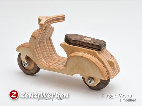 Wooden Scooter, Vespa Ape, Wooden Toys Diy, Desktop Cnc, Egmont Toys, Wooden Toy Cars, Wood Toys Plans, Scroll Saw Patterns Free, Wooden Toys Plans