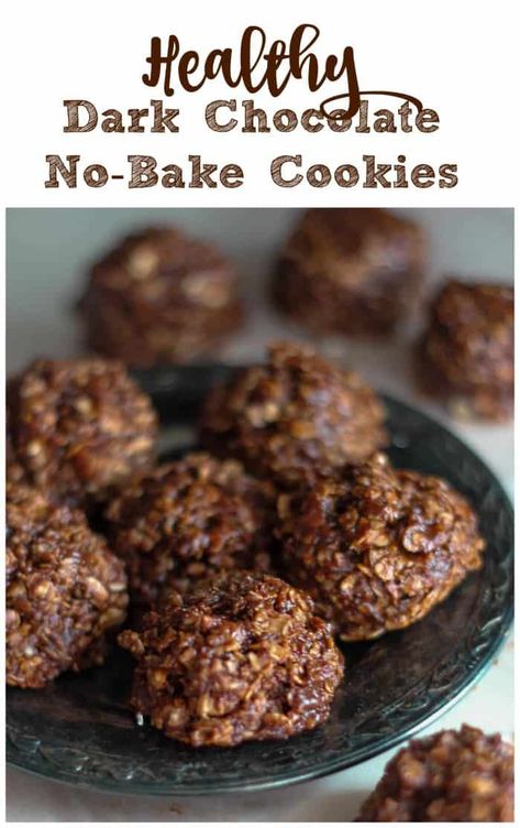 Healthy Dark Chocolate No-Bake Cookies Chocolate Coconut Cookies, Chocolate No Bake Cookies, Healthy Dark Chocolate, Baking Recipes Cookies, Vanilla Almond Milk, No Bake Snacks, Bake Cookies, Healthy Cookies, Chocolate Coconut