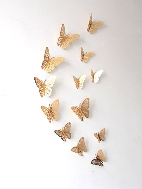 Gold Wall Stickers, 3d Butterfly Wall Art, Butterfly Room, Butterfly Nursery, Butterfly Wall Decals, 3d Butterfly Wall Stickers, Diy Butterfly, Butterfly Wall Decor, Butterfly Wedding