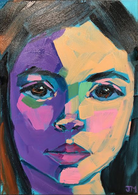 Jessica Miller Paintings: Half-Hour Portrait Fauvism Painting, Expressionism Art Painting, Expressionism Drawing, Fauvism Art Ideas, Expressionism Portrait, Modern Expressionism Art, Colourful Portraits Painting Faces, Oil Pastel Portrait Faces, Expressionism Art