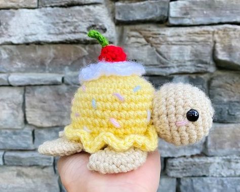 Ice Cream Turtle | Crochet Pattern PDF, Crochet Ice Cream Amigurumi, Sea Turtle Plush Toy Crochet toys ideas #crochettoysideas #crochet #crochettoy #crochetpattern #crochetpatterns 2.334 Crochet Ice Cream Turtle Free Pattern, Ice Cream Turtle Crochet, Food Turtle Crochet, Crochet Food Animals, Crochet Ice Cream, Turtle Crochet Pattern, Turtle Crochet, Turtle Plush, Easy Crochet Animals