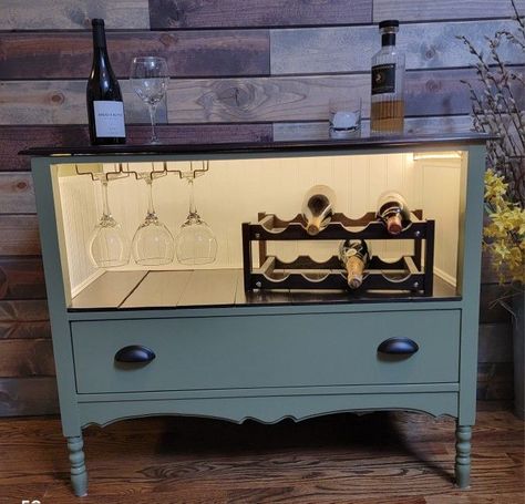 Wine Bar for Sale in Thornton, CO - OfferUp Dresser Made Into Bar, Mini Dresser, L E D Lights, Dresser Bar, Furniture Upcycling, Soft Close Drawer Slides, Bar Ideas, Drawer Slides, Soft Close Drawers