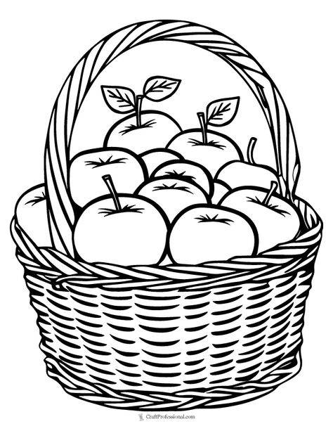 Coloring page of apples in a woven basket Basket Of Apples Drawing, Happy Coloring Pages, Easter Basket Template, Pumpkin Coloring Sheet, Basket Template, Autumn Basket, Fall Coloring Sheets, Thanksgiving Coloring Book, Free Thanksgiving Coloring Pages