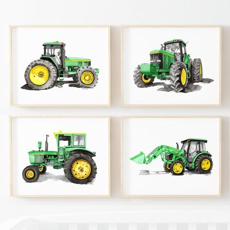 Vintage Tractor Bedroom, Tractor Kids Room, Tractor Bedroom Ideas Little Boys, John Deere Nursery, John Deere Bedroom, Tractor Bedroom, John Deere Room, Tractor Room, Tractor Nursery