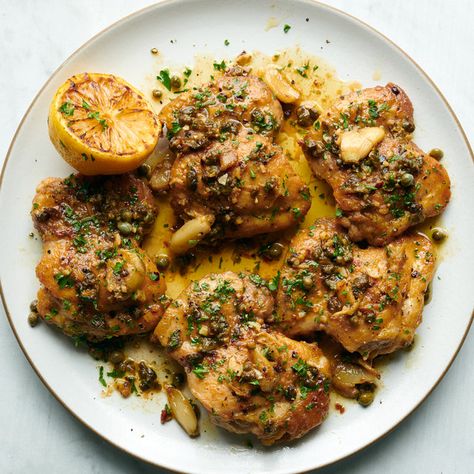 Garlicky Chicken With Lemon Anchovy, Garlicky Chicken, Anchovy Sauce, Lemony Chicken, New York Times Cooking, Chicken With Lemon, Melissa Clark, Seared Chicken, Pan Seared Chicken