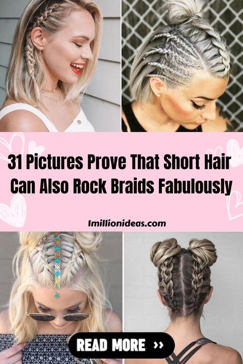 Short braids are a timeless look that will always be a favorite of ours, despite the fact that braided hairstyles appear to… Small Braids On Side Of Head, Half Braids Half Curls Short Hair, How To Braid Super Short Hair, Short Hair Styles Braids Easy, Braids For Shorter Hair, Braids In Short Hair Ideas, Short Hair Two Braids, Short Hair Braids Styles, Cute Braids For Medium Hair