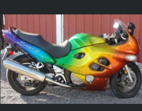 Love it! Motorcycles Logo Design, Rainbow Things, Suzuki Motorcycles, Motorcycle Custom, Black Paint Color, Motorcycle Illustration, Motorcycle Logo, Motorcycle Trailer, Motorcycle Painting