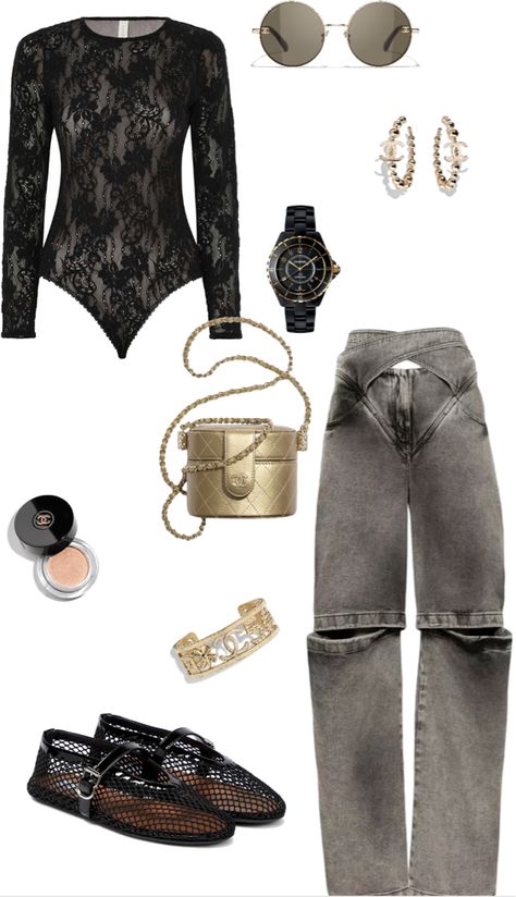 black cat energy outfit ideas | Black Cat Energy, Style Outfit Aesthetic, Cat Energy, Leo Birthday, Chanel Watch, Bracelet Metal, Gold Chanel, Chanel Sunglasses, Cream Eyeshadow