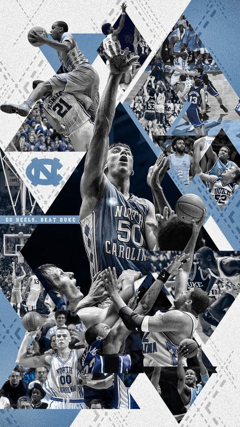 UNC vs. Duke ~ best rivalry in all of college basketball. North Carolina Basketball Wallpaper, Unc Basketball Wallpaper, Athletic Posters, Basketball Graphics, North Carolina Basketball, Carolina Tarheels, Tarheels Basketball, Sports Design Ideas, Nba Basketball Art