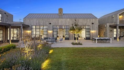 Blairgowrie Hamptons-inspired dream home wows on market - realestate.com.au Hamptons Architecture, Victoria Terrace, Hampton Estates, Among The Clouds, Mediterranean Mansion, Concrete Bench, 6 Bedroom House, Lighting Plan, Fire Pit Area