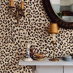 Contact Paper Art, Wallpaper Leopard, Leopard Print Wallpaper, Wallpaper For Bedroom, Diy Wallpaper, Brown Wallpaper, Wallpaper Removable, Ceiling Fan In Kitchen, Contact Paper