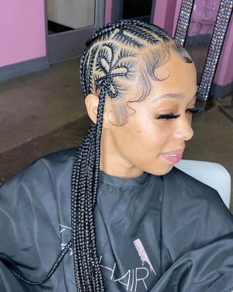 Part Box Braids, Straight Braids, Woman Essentials, Freestyle Braids, Dramatic Edges, Cornrows With Beads, Straight Backs, Butterfly Hairstyle, Cornrows Natural Hair