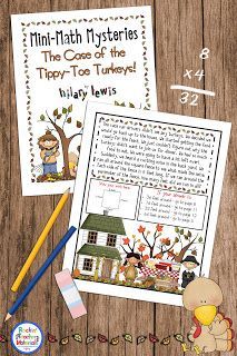 Rockin' Teacher Materials: Thanksgiving Math Mysteries-a great activity to use on this late Thanksgiving week! Math and Reading together! Thanksgiving Math Games, 2nd Grade Books, Thanksgiving Math Activities, Reading Together, Math Mystery, World History Lessons, Thanksgiving Week, Thanksgiving Math, Math Interactive Notebook