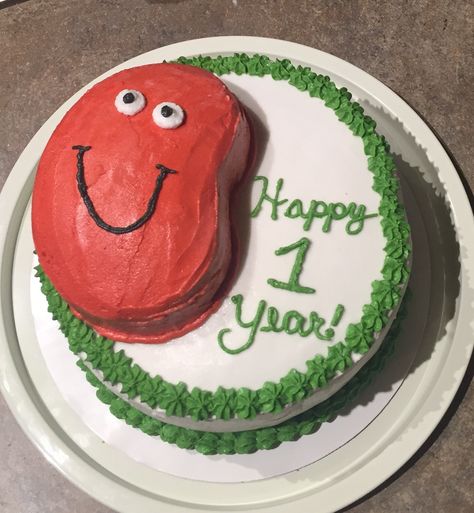 Kidney Transplant Anniversary Cake Kidney Anniversary Cake, Liver Shaped Cake, Transplant Quotes, Kidney Cake, Kidney Anniversary, Transplant Party, Transplant Anniversary, Living Kidney Donor, Kidney Donation