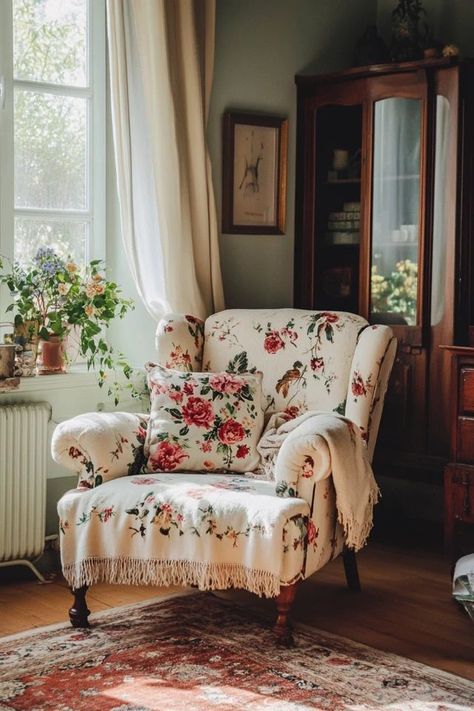 "Bring the essence of rural simplicity to your home with a Cozy Cottagecore Living Room! 🛋️🌸 Perfect for those who love a blend of comfort, charm, and nature. 🌟✨ #CottagecoreStyle #LivingRoomIdeas #HomeDecor" Cottage Core Lounge, Cottagecore Furniture, Grandmacore House, Cottagecore Living Room, Cottage Core Home Decor, Cottage Core Home, Cottagecore Living, Country Cottage Interiors, Cozy Cottagecore