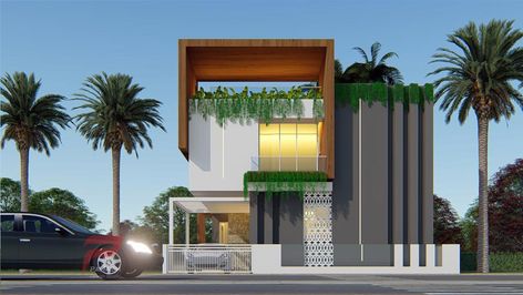 30 Ft Front Elevation Modern, Residential Elevation, Commercial Elevation, Building Elevations, Bungalow Interiors, 3d Elevation, 2 Storey House Design, Building A Home, Small House Elevation