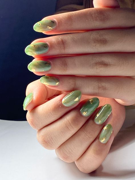 almond shape, green, nails, nail art, hands Nails Inspiration Almond Shape, Golden Nails, Almond Shape, Green Forest, Nails Inspo, Nails Inspiration, Cute Nails, Nail Inspo, Almond