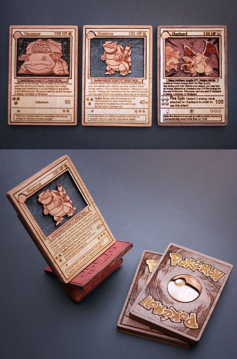 Wooden Pokemon, Diy Pokemon Cards, Nintendo Merch, Diy Pokemon, Pokemon Room, 3d Pokemon, Pokemon Merchandise, Pokemon Nintendo, Pokemon Diy