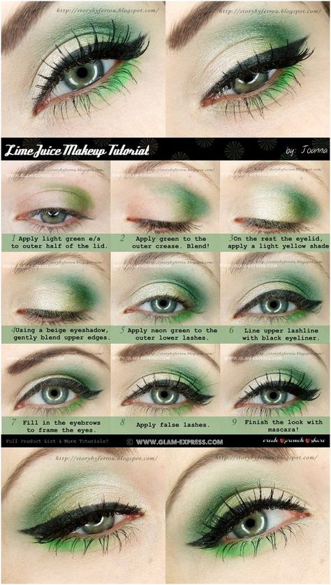 Enchanted Forest Makeup, Green Makeup Tutorial, Makeup Neon, Eyes Makeup Tutorial, Green Eyeshadow Look, Green Eye Makeup, Makeup Steps, Makeup Pictorial, Makeup Tutorial Foundation