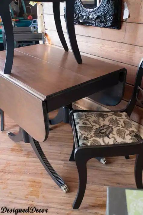 Duncan Phyfe Table, Dining Table Makeover, Duncan Phyfe, Drop Leaf Dining Table, Modern Masters, Table Makeover, Painted Chairs, Drop Leaf Table, Refurbished Furniture