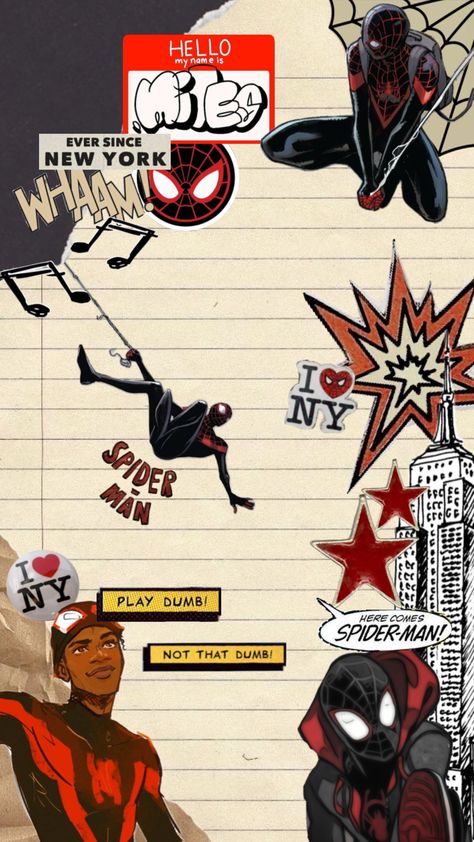 #milesmoraleswallpaper #milesmorales #spiderman #intothespiderverse #acrossthespiderverse #milesmoralesshuffle Miles Morales Collage, Miles Wallpaper, Spider Miles, Miles Morales Spiderman, Miles Morales, I ❤ Ny, Spider Verse, Marvel Studios, Create Collage