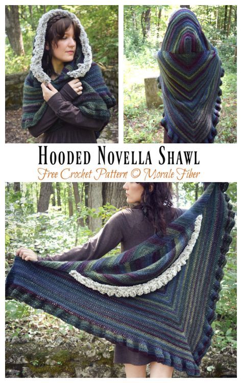 Novella Shawl Crochet Free Pattern - Crochet & Knitting Hooded Scarf Pattern, Hooded Shawl, Crochet Hood, Crochet Cape, Crochet Ruffle, Crochet Shawl Pattern Free, Crochet Shawls And Wraps, Shawl Patterns, Hooded Scarf