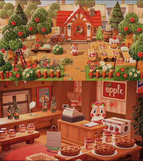 Animal Crossing Yard Ideas, Animal Crossing Yard, Animal Crossing Cats, Happy Home Paradise, Rainbow Island, Happy Home Designer, Apple Decorations, Animal Crossing Wild World, Apple Home